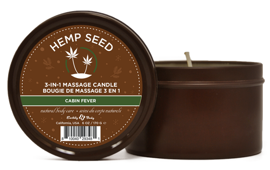 "Hemp Seed 3-in-1 Massage Candle Cabin Fever 6oz/ 170 G EB-HSCH021A"