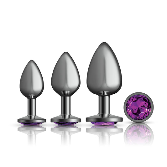 "Purple Round Gem Anal Trainer Kit - Gunmetal VB-CC9151"